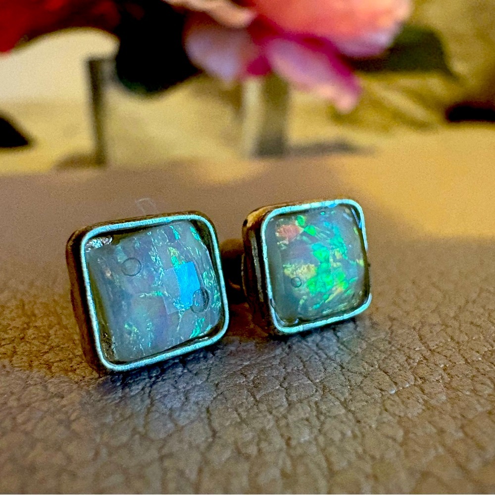 Elegant Opal Stud Earrings